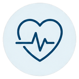 Symbol Herz mit Pulslinie für Herz-, Lungen- und Kreislaufdiagnostik